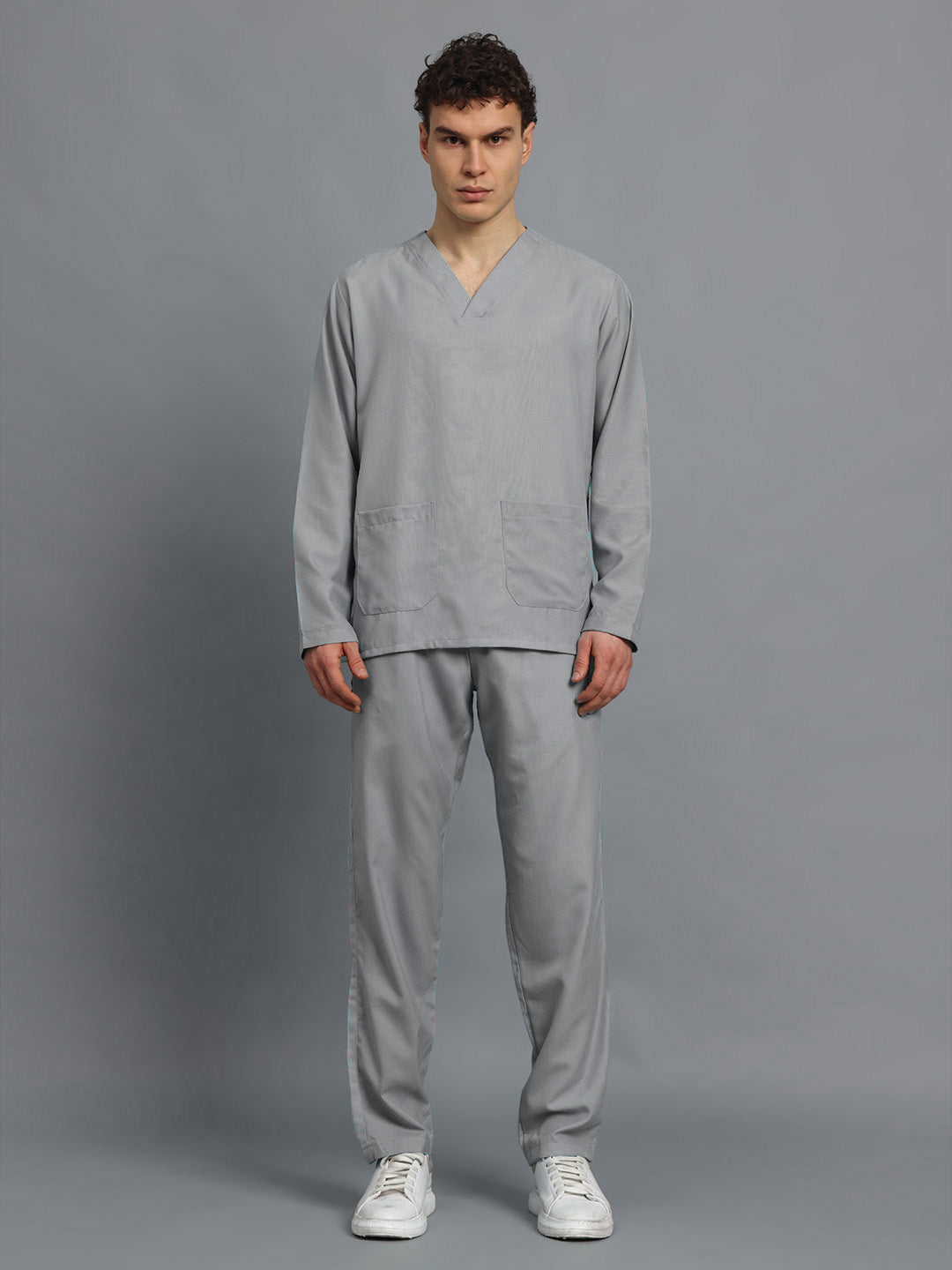 Light Grey All-Day Full Sleeve Medical Scrubs - Male