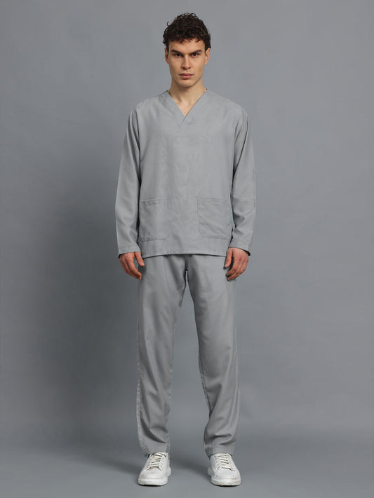 Light Grey All-Day Full Sleeve Medical Scrubs - Male