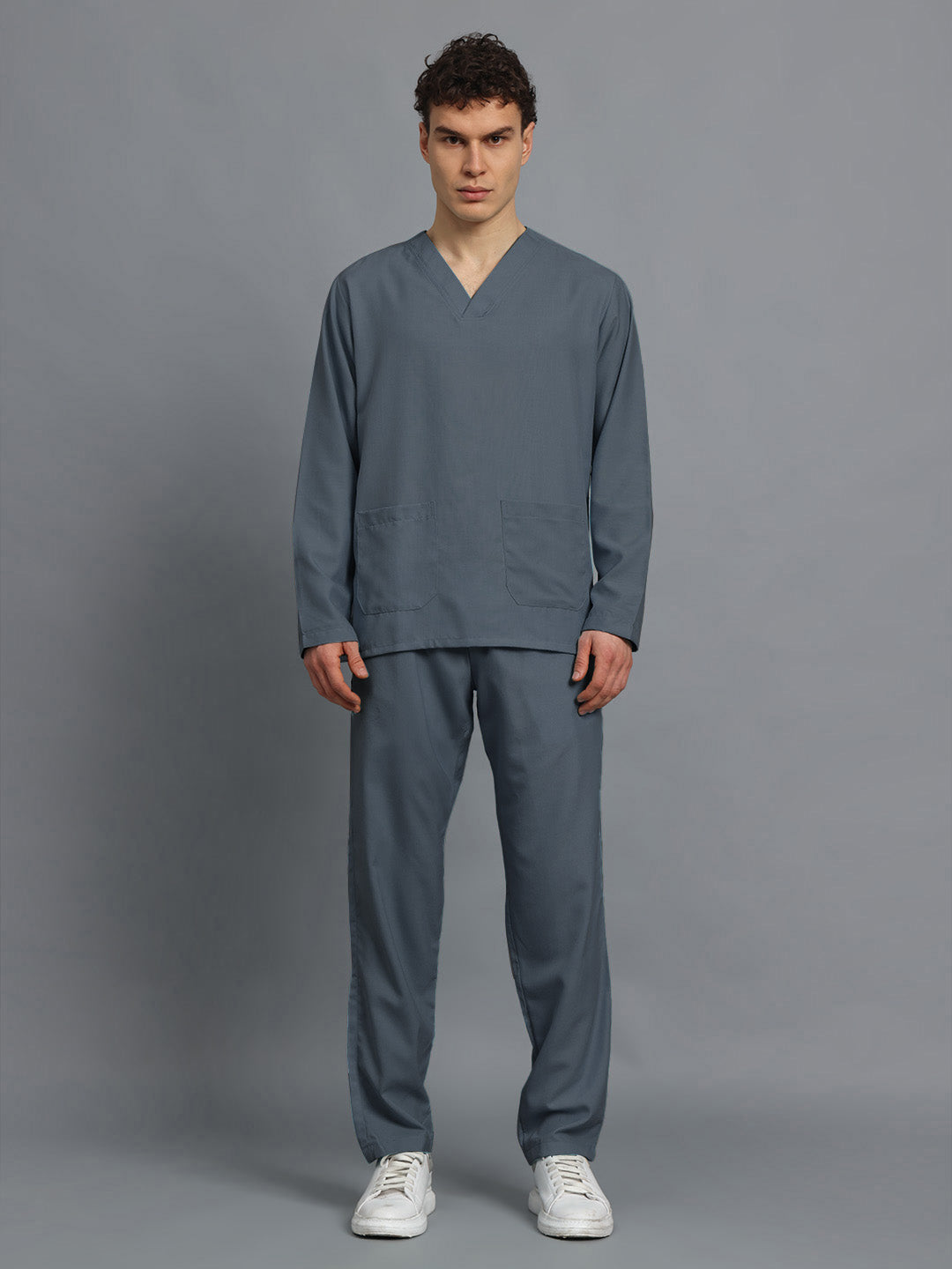 Dark Grey All-Day Full Sleeve Medical Scrubs - Male