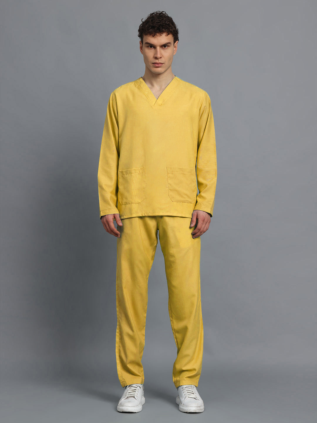 Yellow All-Day Full Sleeve Medical Scrubs - Male