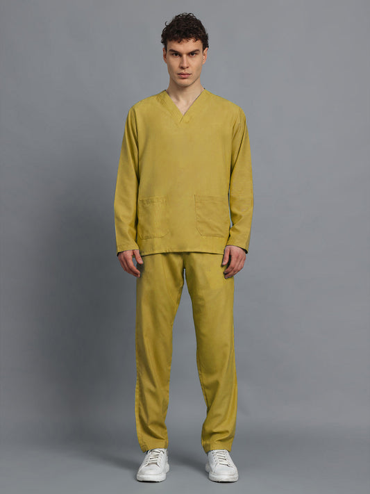 Yellow All-Day Full Sleeve Medical Scrubs - Male