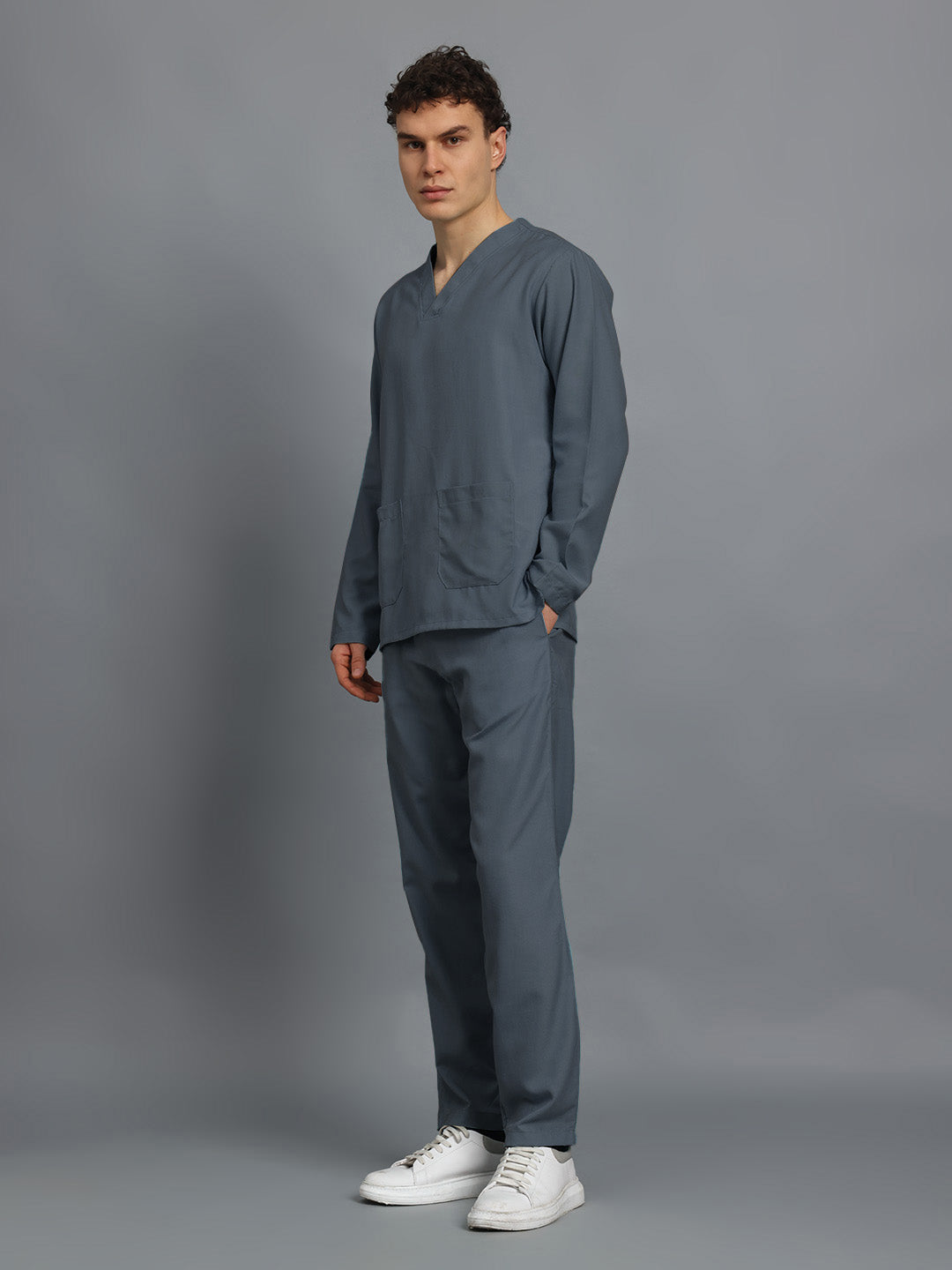 Dark Grey All-Day Full Sleeve Medical Scrubs - Male