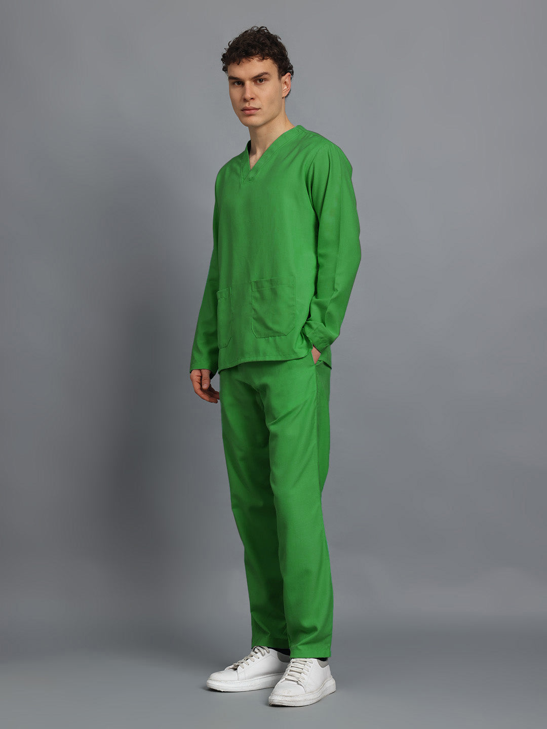 Spinach Green All-Day Full Sleeve Medical Scrubs - Male