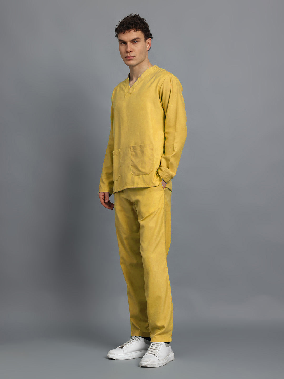 Yellow All-Day Full Sleeve Medical Scrubs - Male