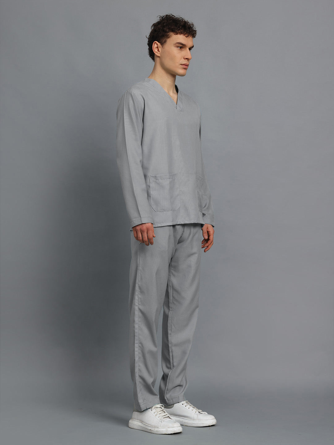 Light Grey All-Day Full Sleeve Medical Scrubs - Male