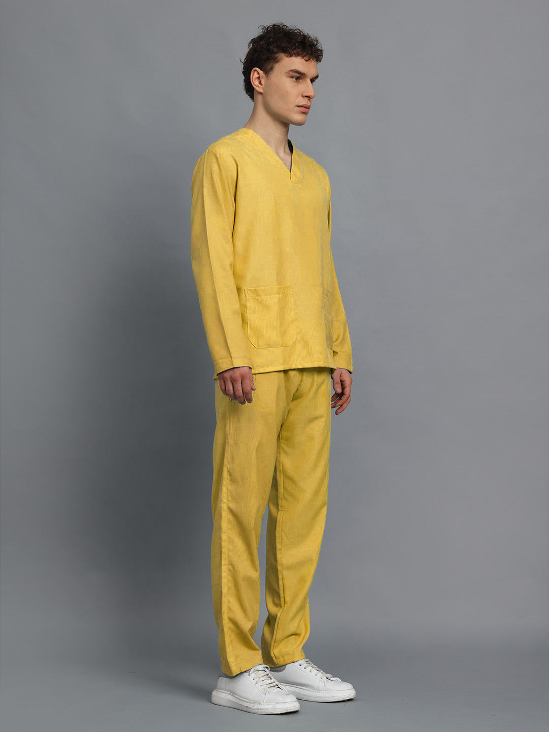 Yellow All-Day Full Sleeve Medical Scrubs - Male