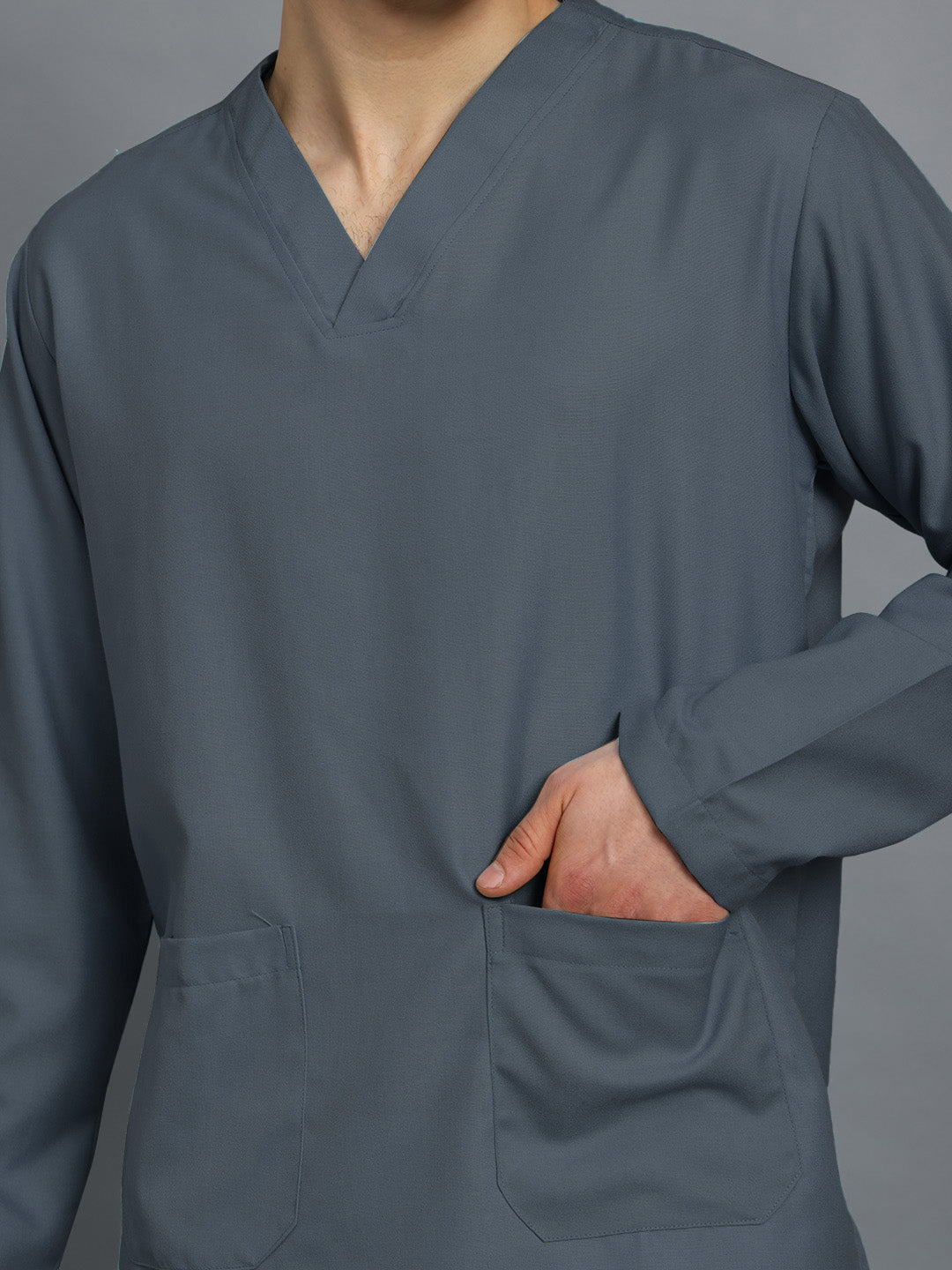 Dark Grey All-Day Full Sleeve Medical Scrubs - Male