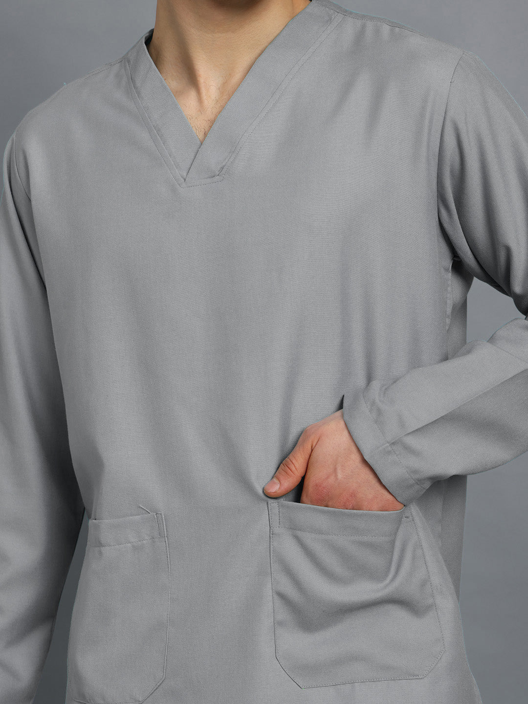 Light Grey All-Day Full Sleeve Medical Scrubs - Male