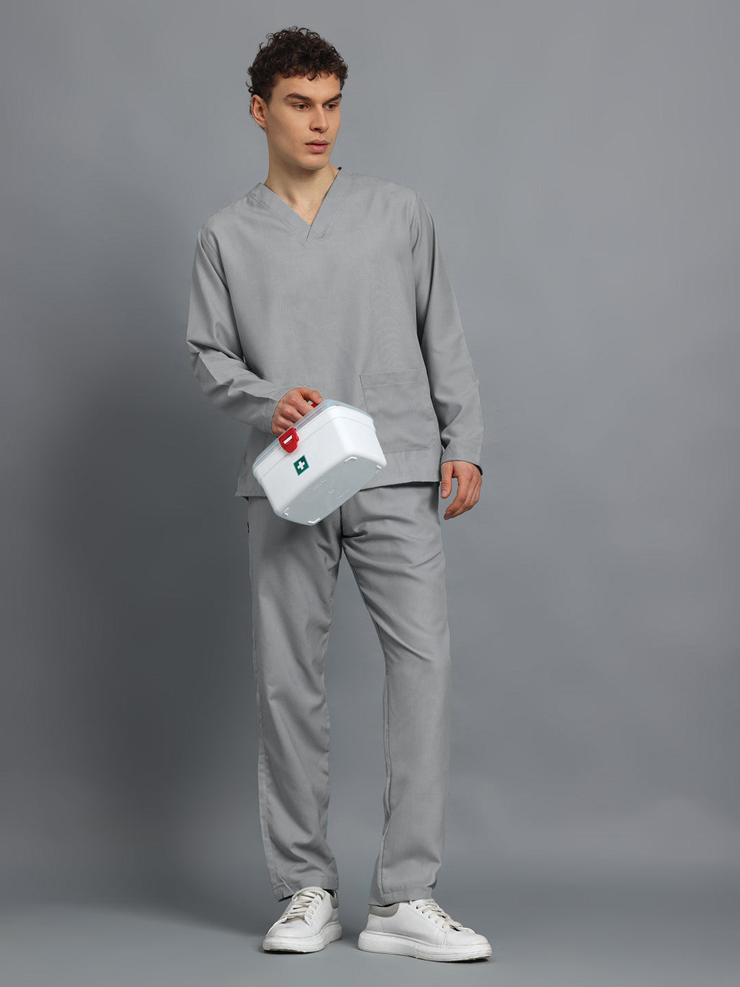 Light Grey All-Day Full Sleeve Medical Scrubs - Male