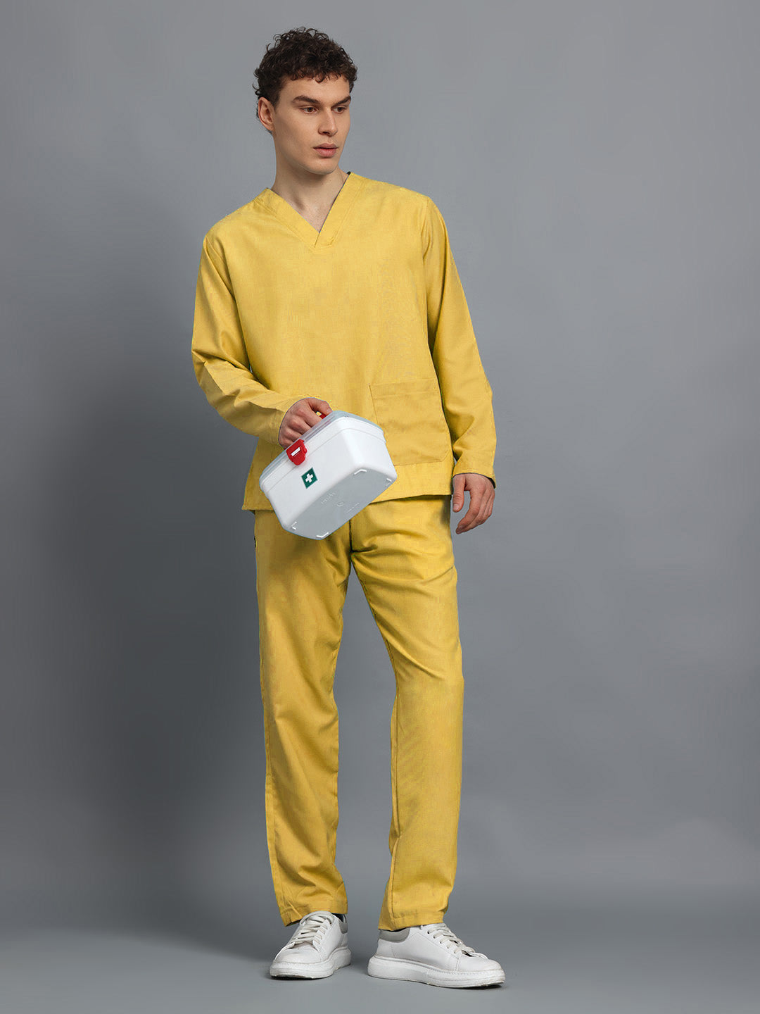 Yellow All-Day Full Sleeve Medical Scrubs - Male