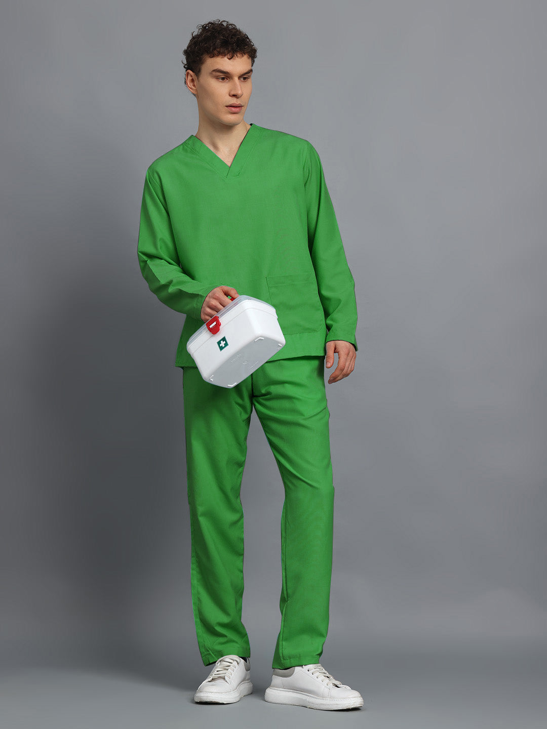 Spinach Green All-Day Full Sleeve Medical Scrubs - Male