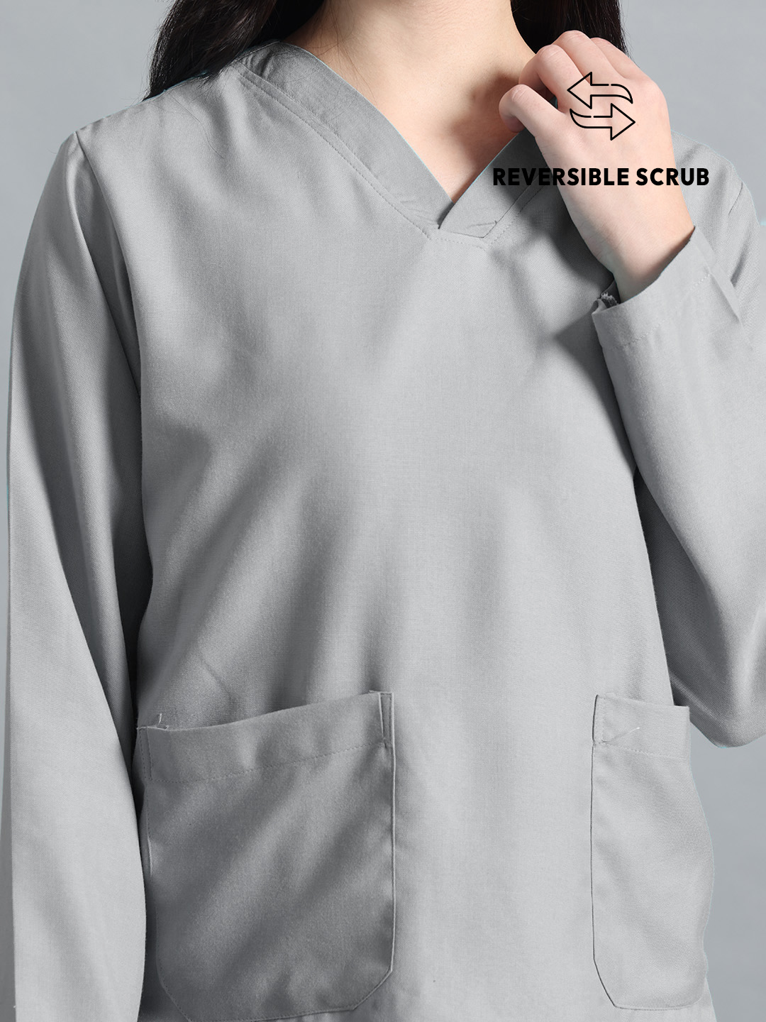 Grey Reversible Full Sleeve Medical Scrubs - Female