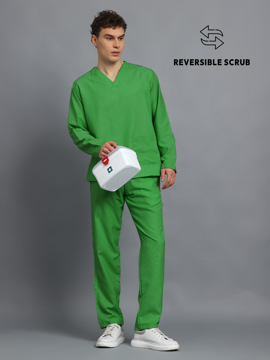 Spinach Green Reversible Full Sleeve Medical Scrubs - Male