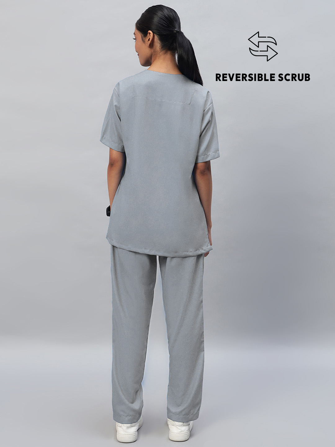 Grey Reversible Half Sleeve Medical Scrubs - Female