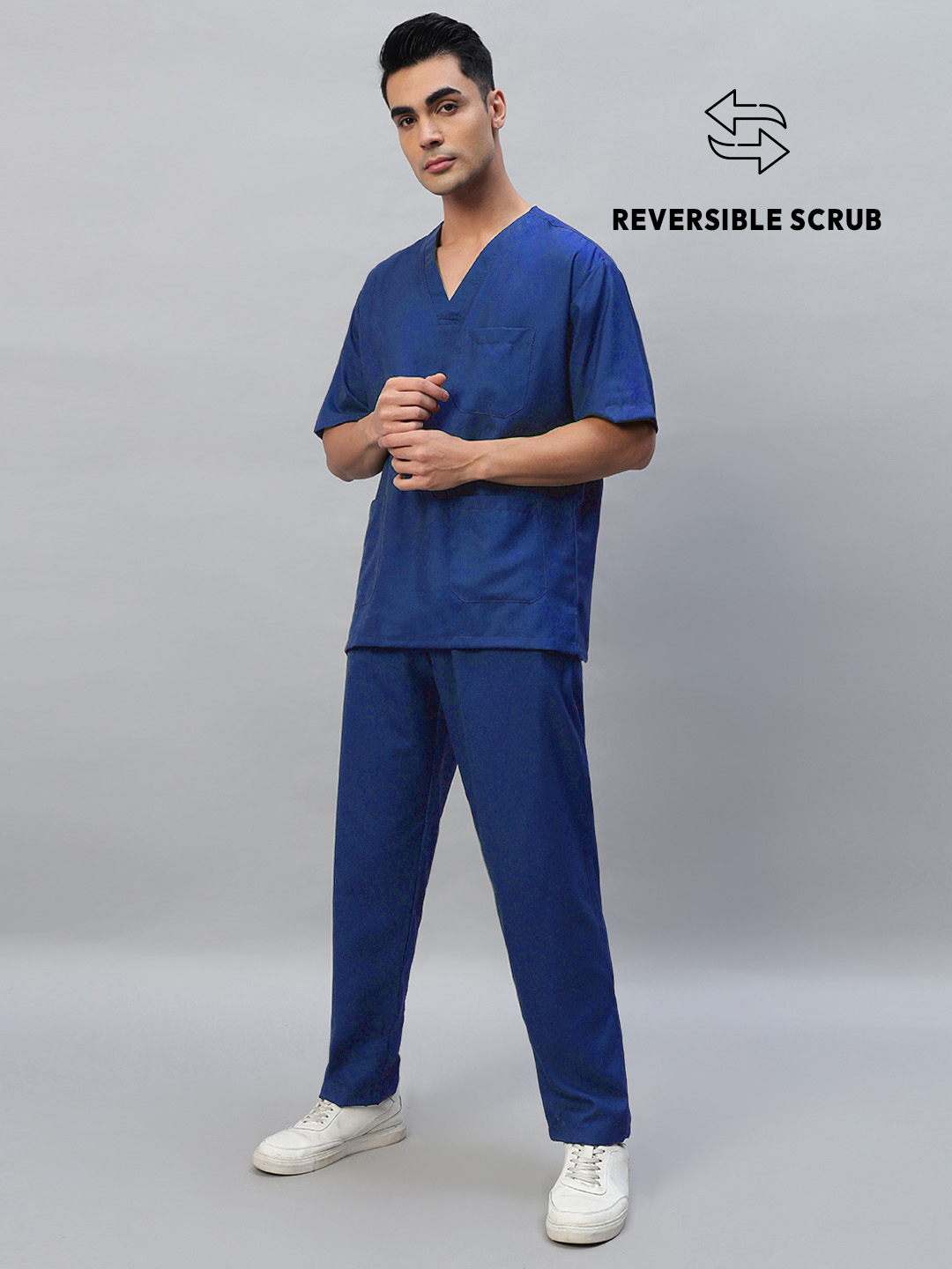 Royal Blue Reversible Half Sleeve Medical Scrubs - Male