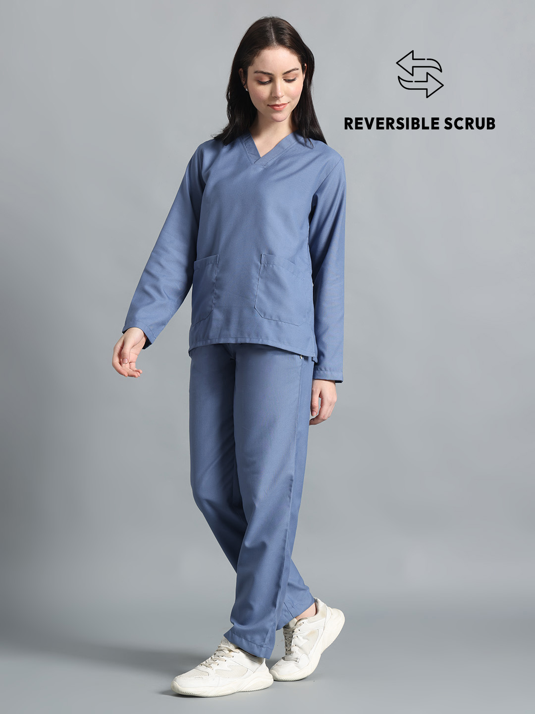 Teal Reversible Full Sleeve Medical Scrubs - Female