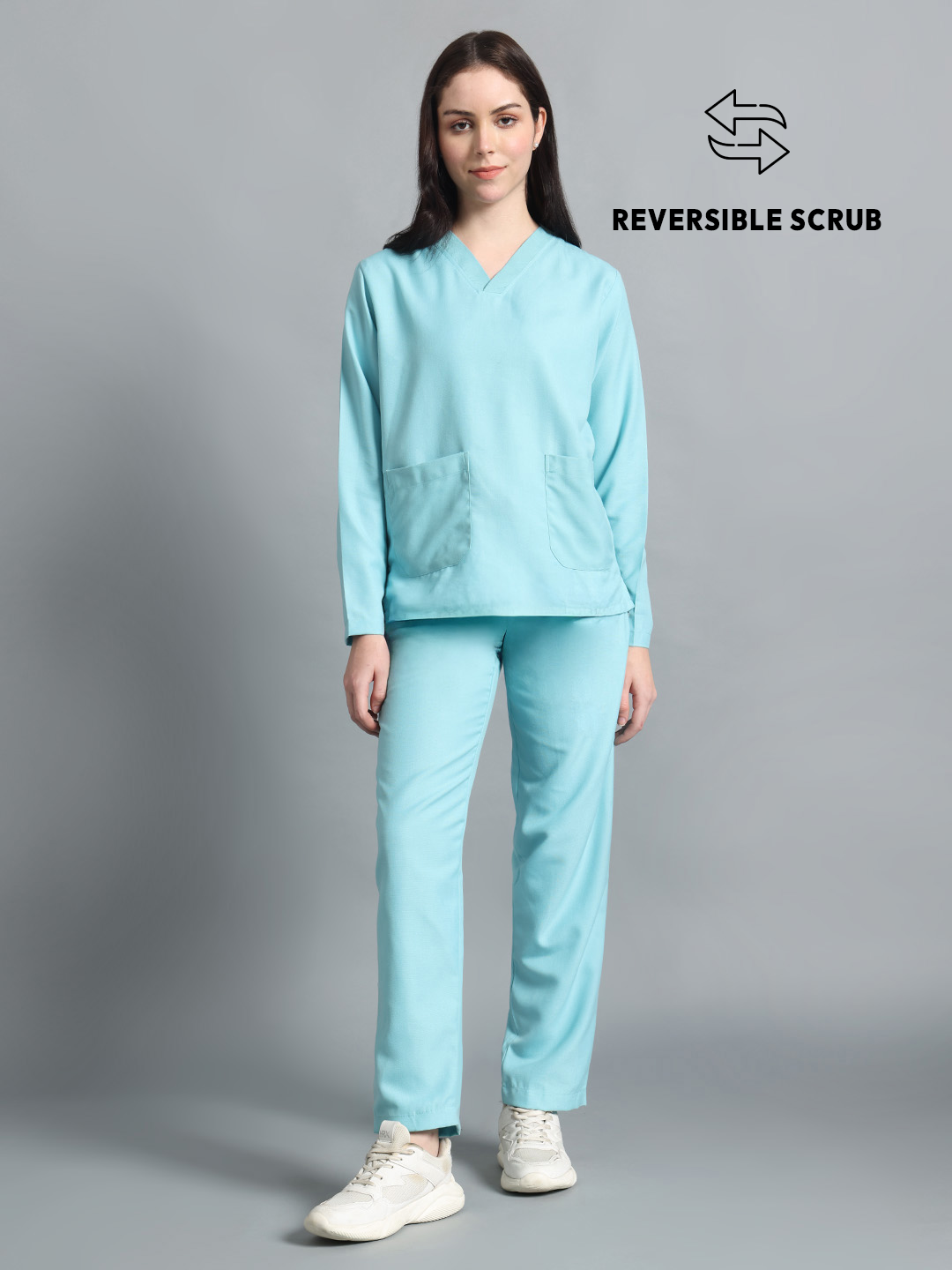 Sea Green Reversible Full Sleeve Medical Scrubs - Female