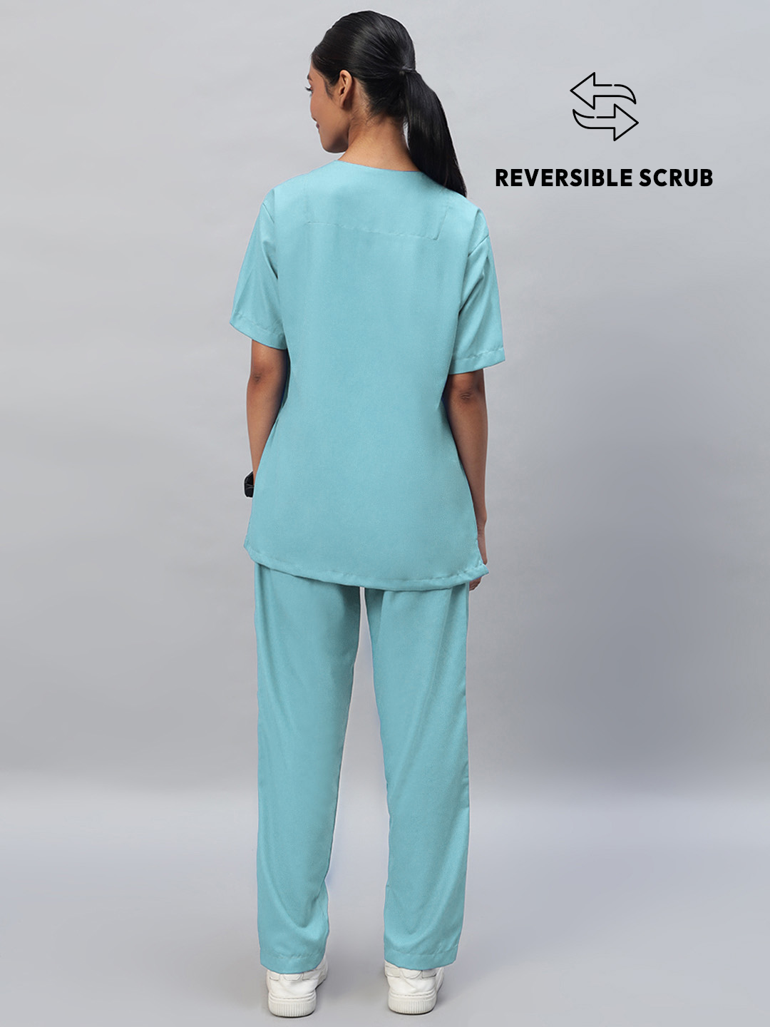 Sea Green Reversible Half Sleeve Medical Scrubs - Female