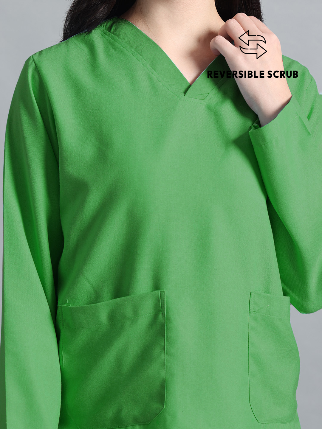 Spinach Green Reversible Full Sleeve Medical Scrubs - Female