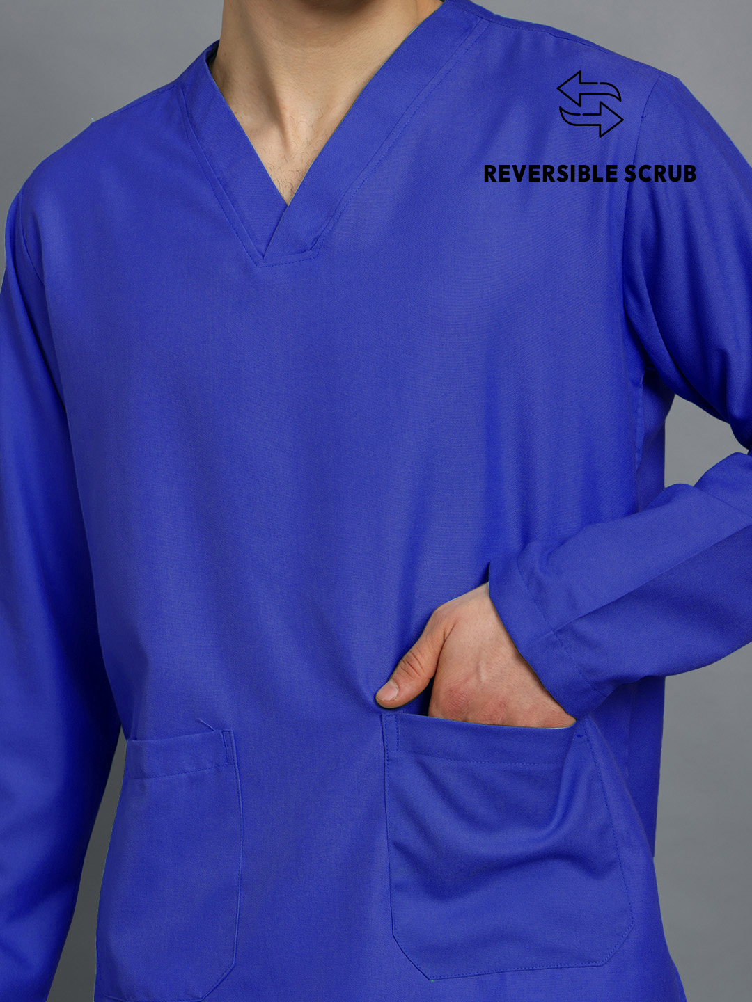 Royal Blue Reversible Full Sleeve Medical Scrubs - Male