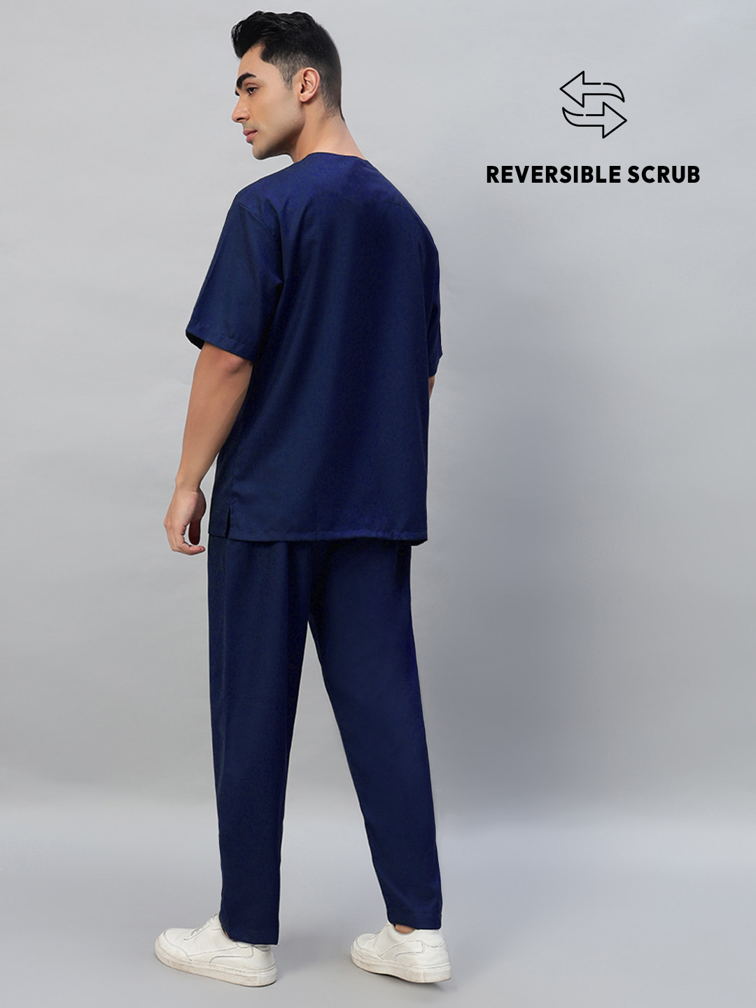 Navy Blue Reversible Half Sleeve Medical Scrubs - Male