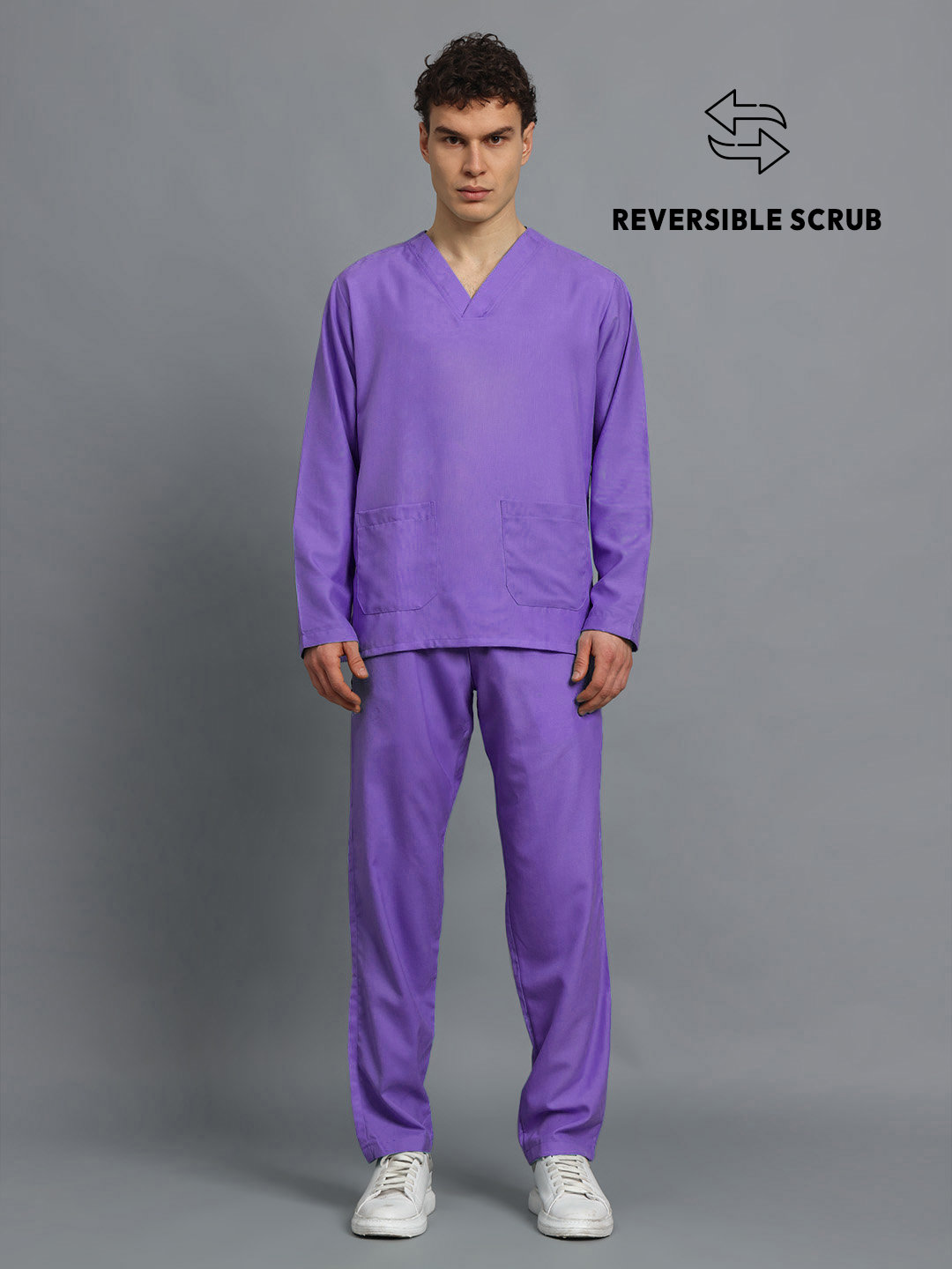 Violet Reversible Full Sleeve Medical Scrubs - Male