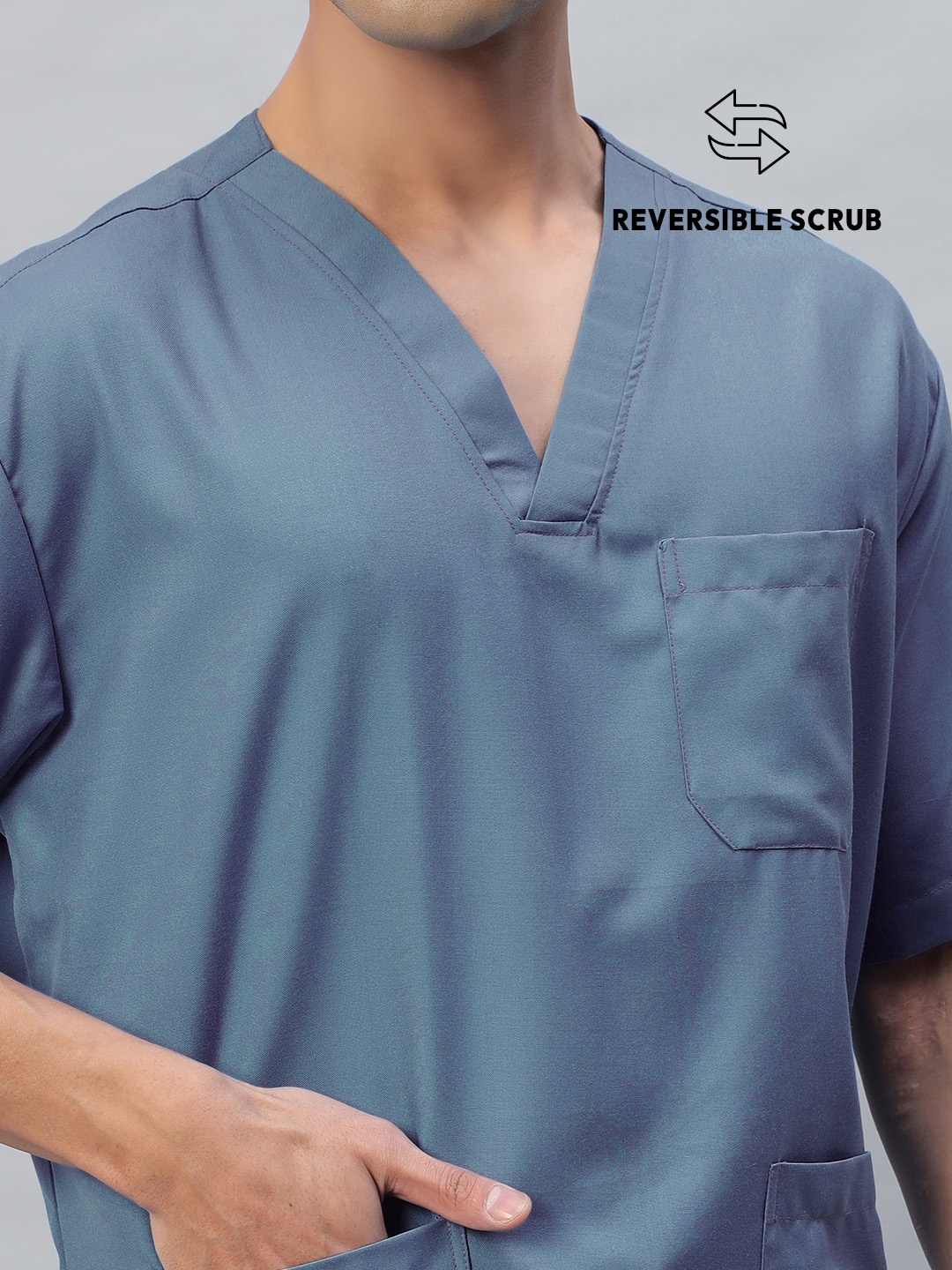 Teal Reversible Half Sleeve Medical Scrubs - Male