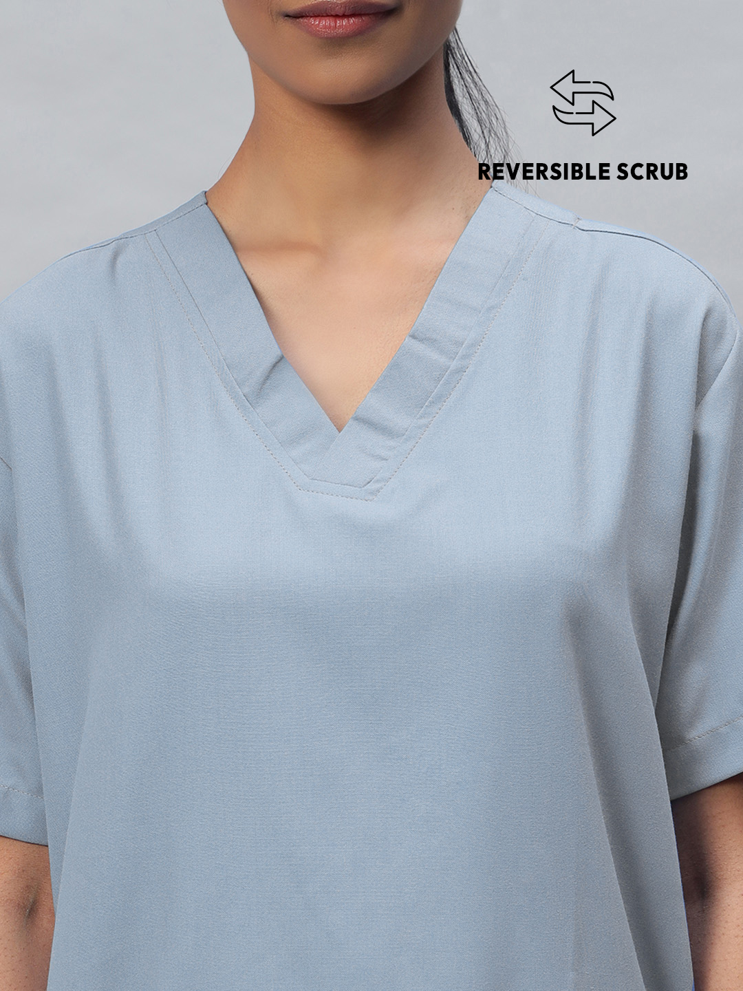 Light Grey Reversible Half Sleeve Medical Scrubs - Female