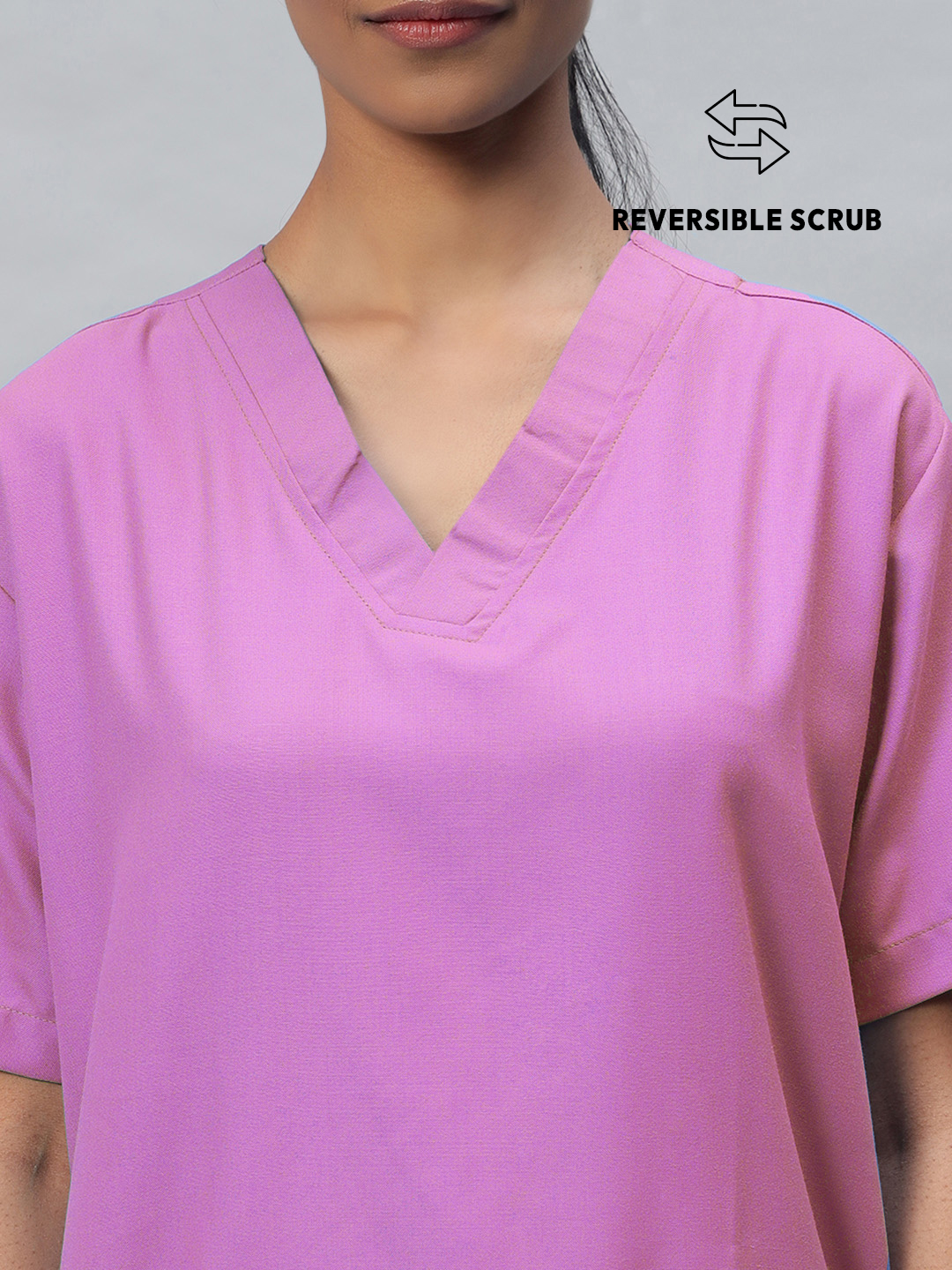 Pink Reversible Half Sleeve Medical Scrubs - Female