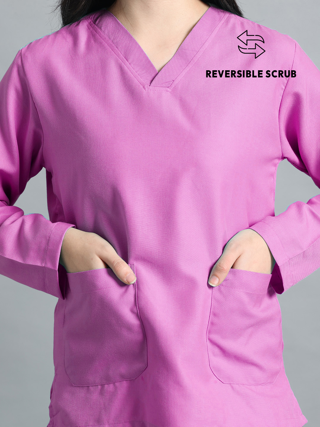 Pink Reversible Full Sleeve Medical Scrubs - Female