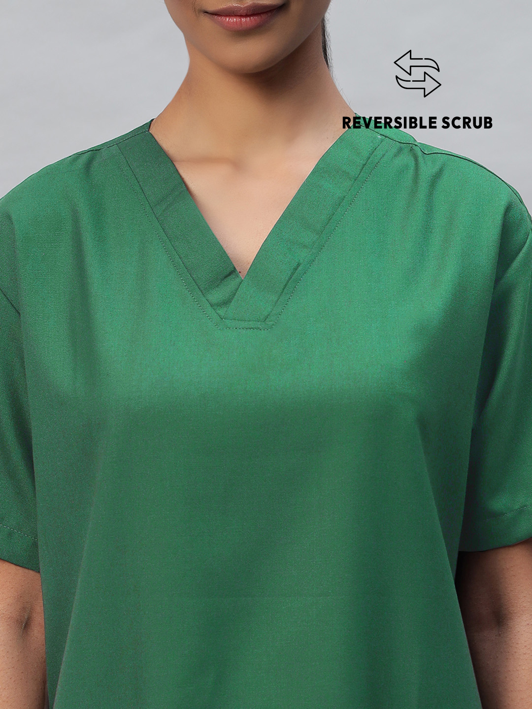 Spinach Green Reversible Half Sleeve Medical Scrubs - Female