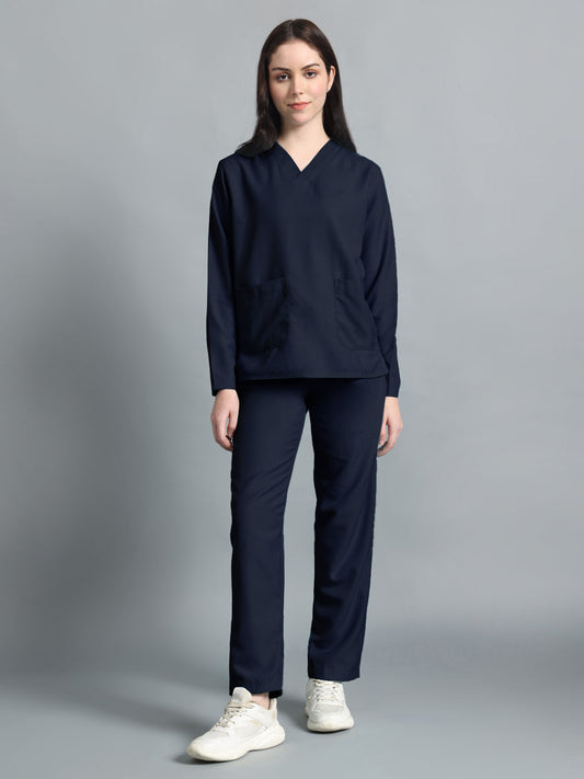 Blue Black All-Day Full Sleeve Medical Scrubs - Female