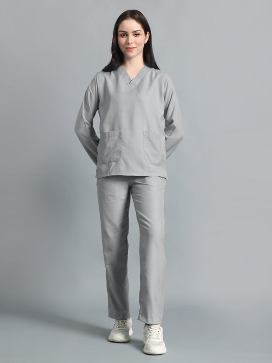 Light Grey All-Day Full Sleeve Medical Scrubs - Female