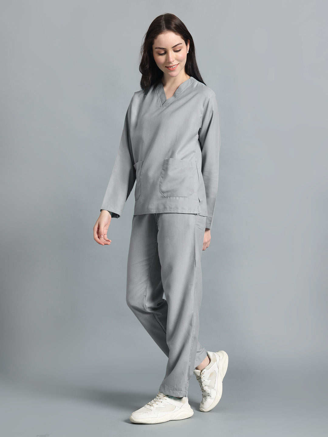 Light Grey All-Day Full Sleeve Medical Scrubs - Female