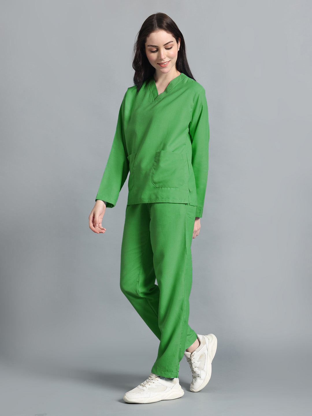 Spinach Green All-Day Full Sleeve Medical Scrubs - Female