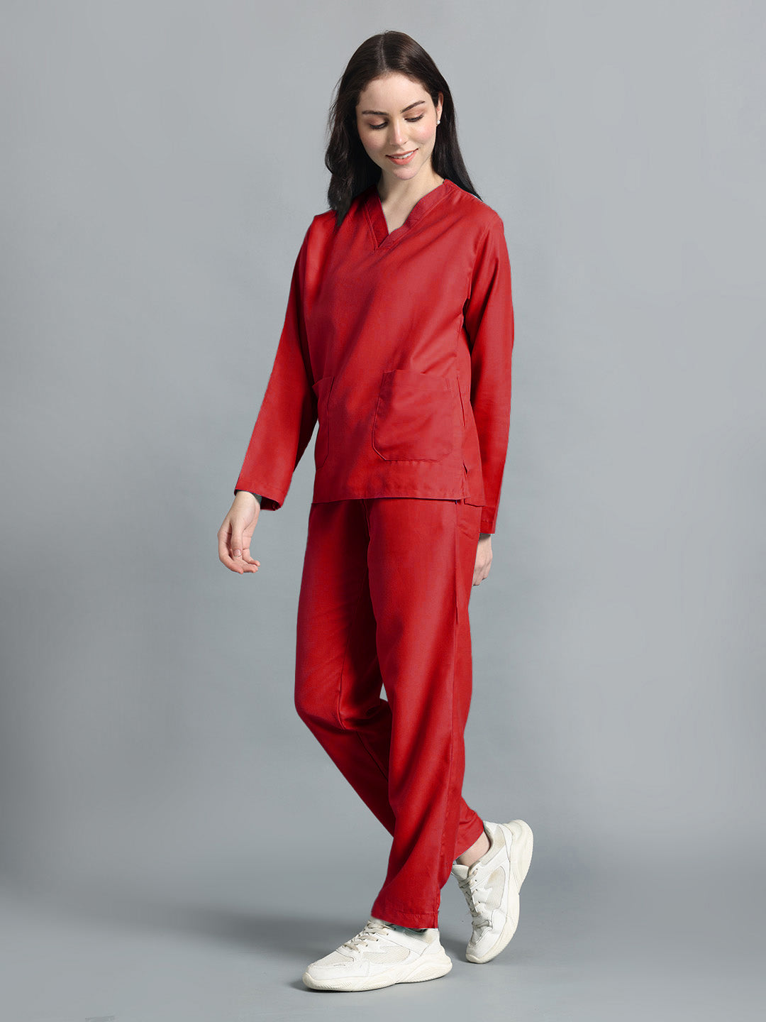 Red All-Day Full Sleeve Medical Scrubs - Female