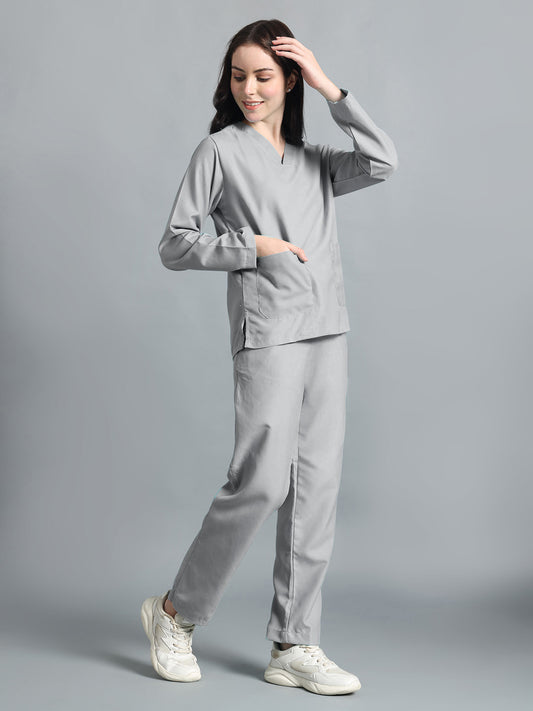 Light Grey All-Day Full Sleeve Medical Scrubs - Female