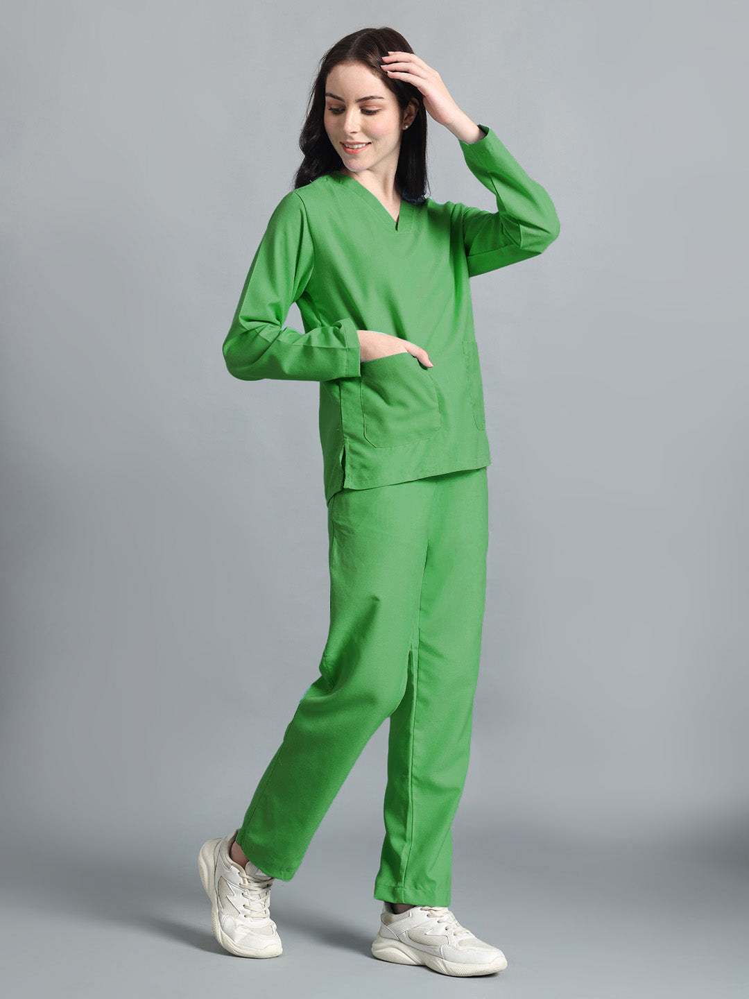 Spinach Green All-Day Full Sleeve Medical Scrubs - Female