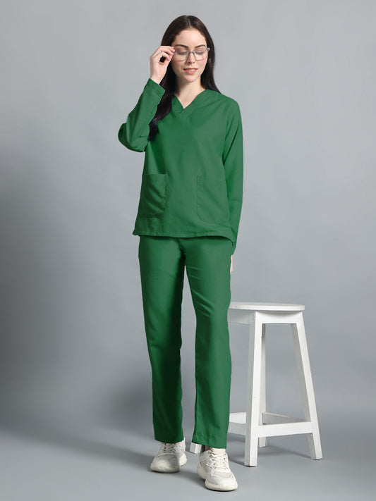 Spinach Green All-Day Full Sleeve Medical Scrubs - Female