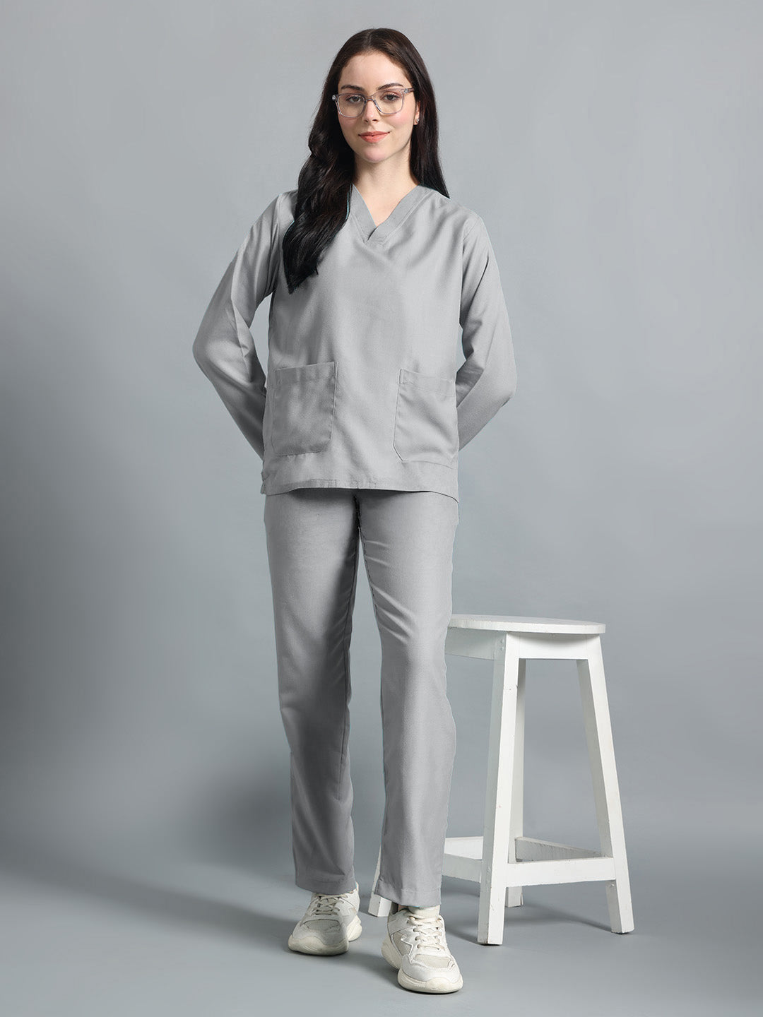 Light Grey All-Day Full Sleeve Medical Scrubs - Female