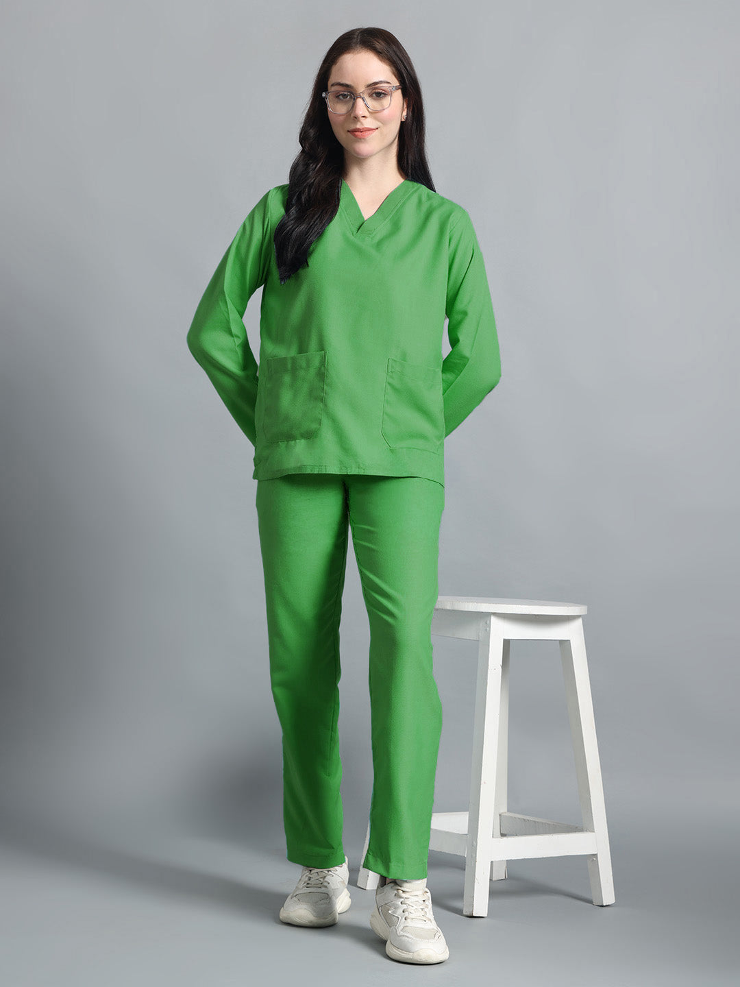 Spinach Green All-Day Full Sleeve Medical Scrubs - Female