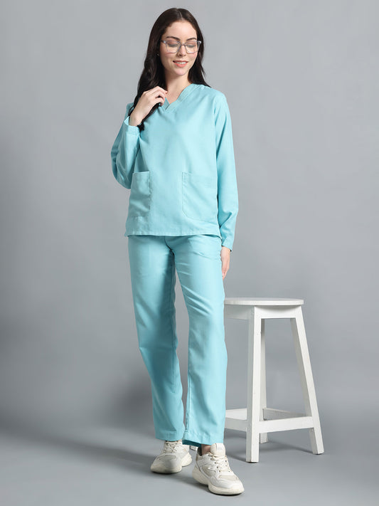 Sea Green All-Day Full Sleeve Medical Scrubs - Female