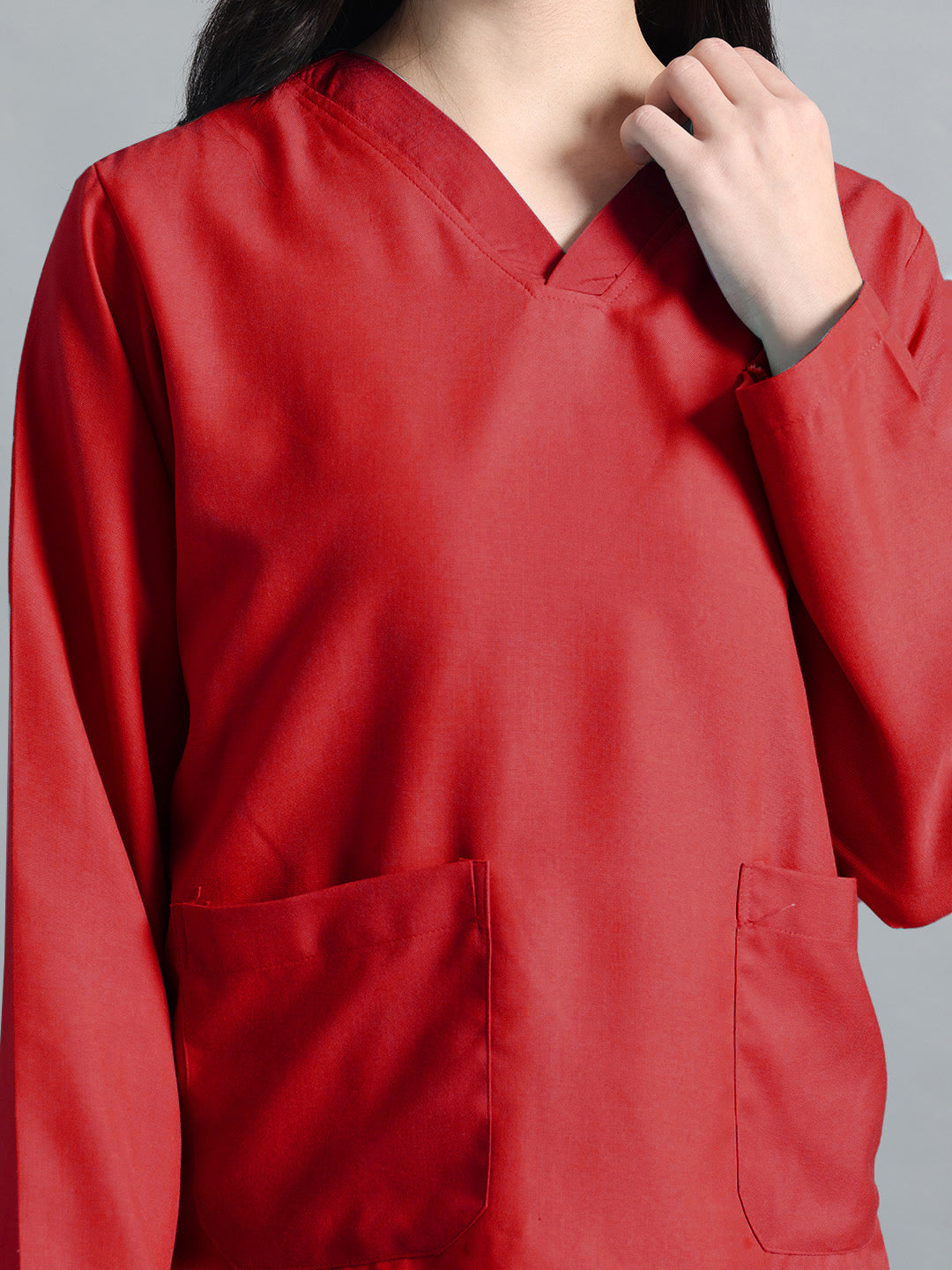 Red All-Day Full Sleeve Medical Scrubs - Female