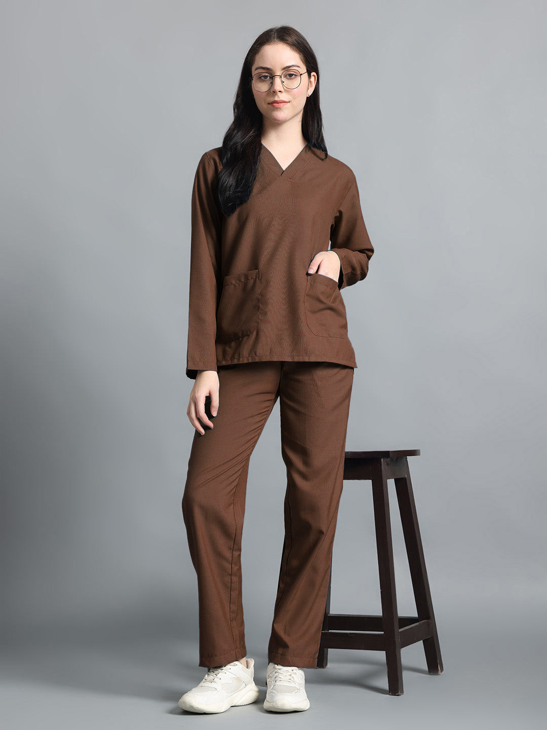 Brown Originals Full Sleeve Medical Scrubs - Female