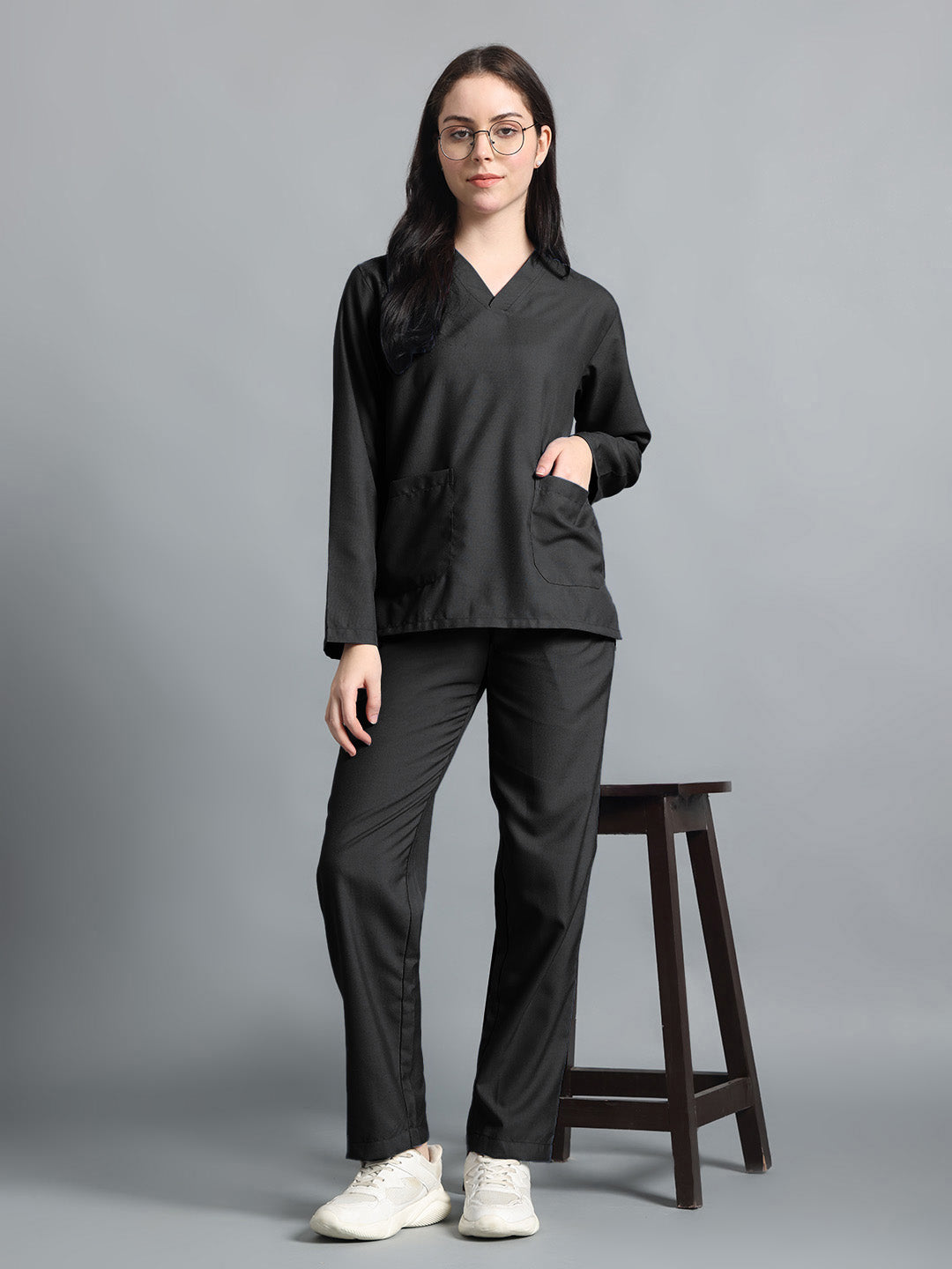 Black Originals Full Sleeve Medical Scrubs - Female