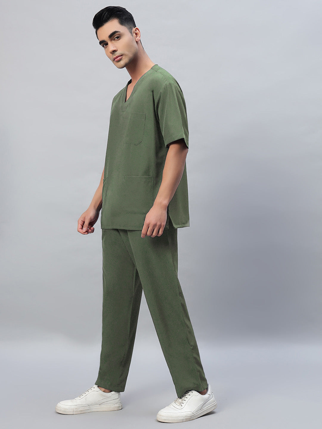 Dark Pista Athleisure Stretch Half Sleeve Medical Scrubs - Male