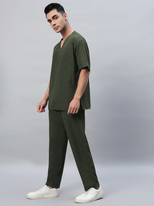 Olive Athleisure Stretch Half Sleeve Medical Scrubs - Male