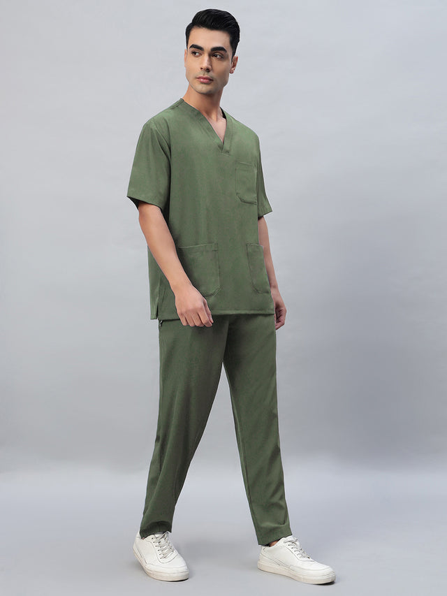 Dark Pista Athleisure Stretch Half Sleeve Medical Scrubs - Male