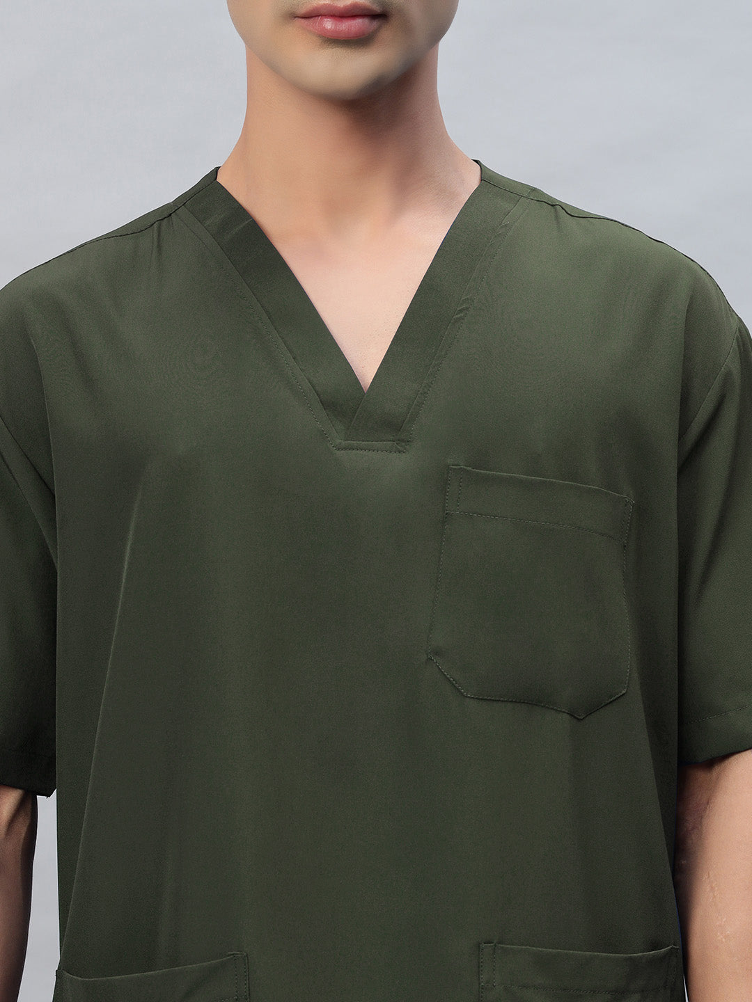 Olive Athleisure Stretch Half Sleeve Medical Scrubs - Male