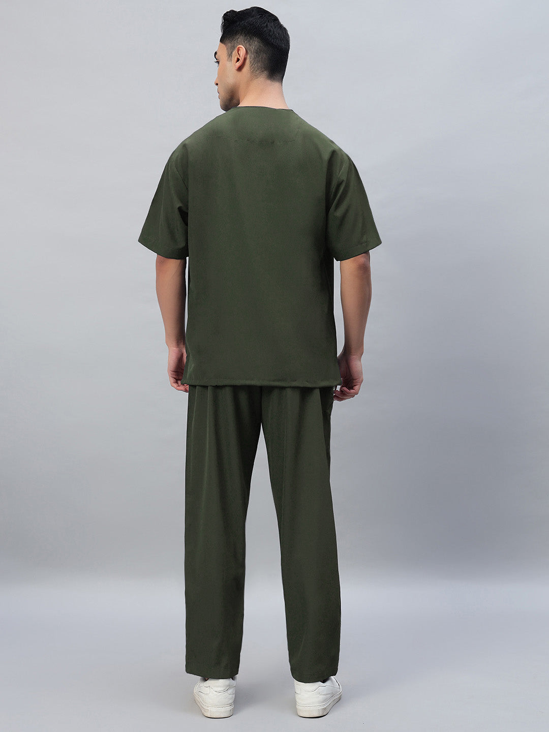 Olive Athleisure Stretch Half Sleeve Medical Scrubs - Male